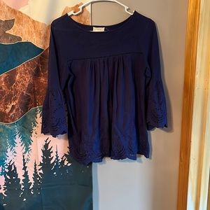 Navy Blue Embroidered Cupio Blouse